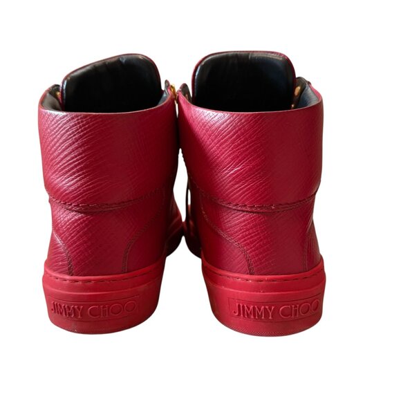 Jimmy Choo $985 Red Argyle Leather High-Top Designer Shoes Men\'s size 42/US 9 main image 7